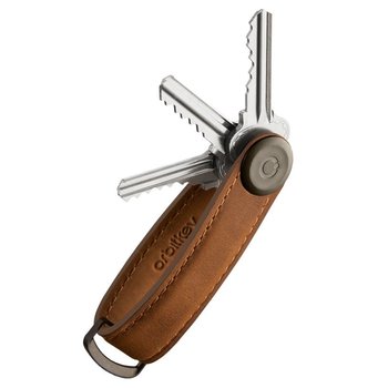 Skórzane etui na klucze Orbitkey Key Organiser Crazy Horse - chestnut brown/brown stitching - Orbitkey