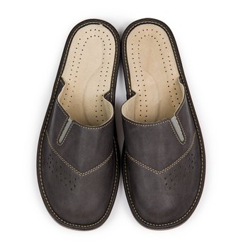 Skórzane klapki męskie, domowe pantofle r. 40 - NOWO