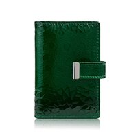 Skórzane zielone etui na karty lakierowane SP-15-GRE