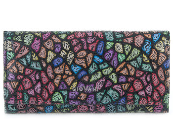 Skórzany duży kolorowy portfel damski Camilla - RFID - Giovani