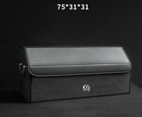Skórzany organizer do bagażnika logo Volkswagen 75 × 31 × 31, zamszowa, czarny