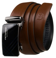 Skórzany pasek męski brązowy elegancki z automatyczną klamrą PETERSON casualowy 85 do garnituru