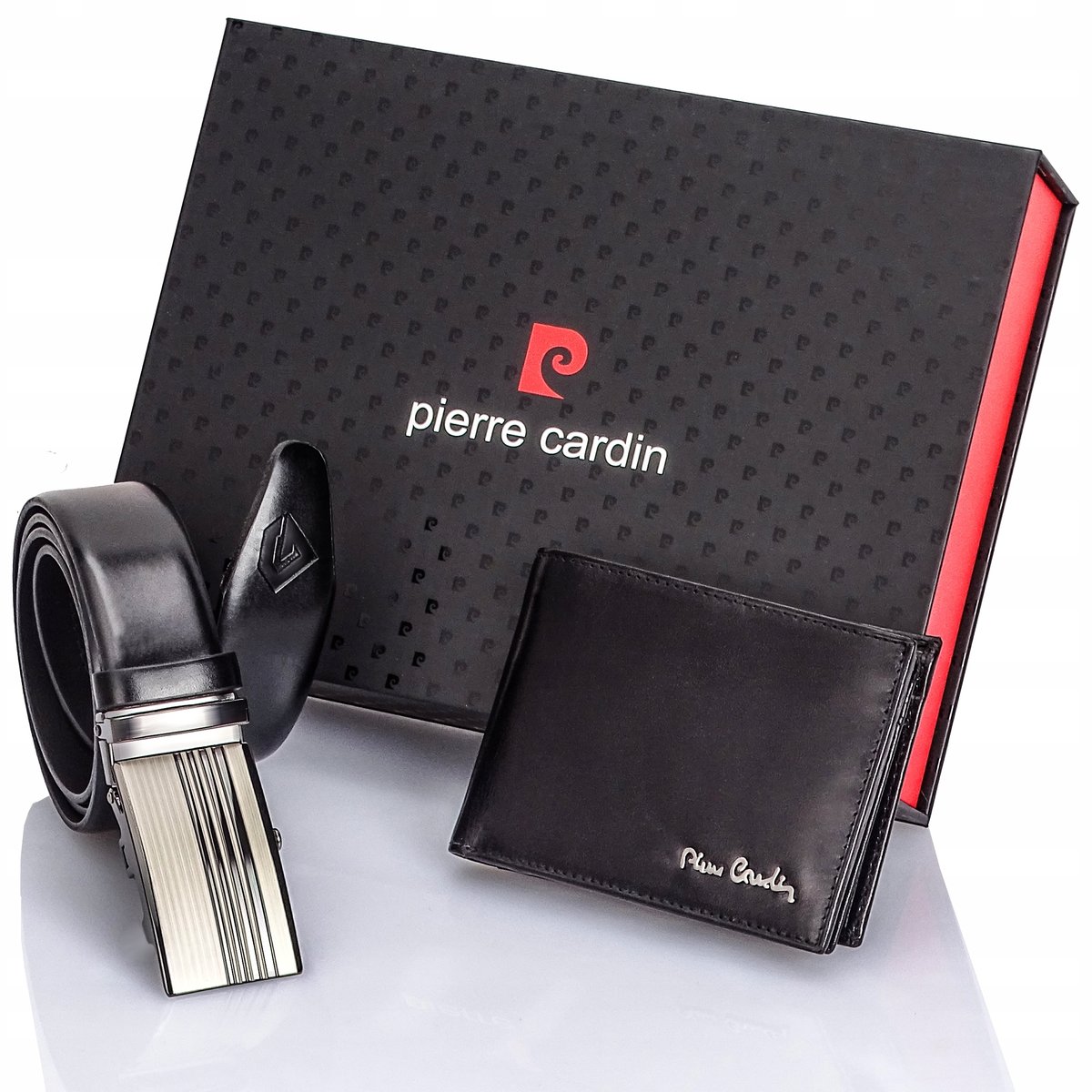 Skórzany Pasek Męski+Cienki Portfel Pierre Cardin