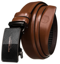 Skórzany pasek męski Peterson automat elegancki pas do spodni rozmiar 95, brązowy