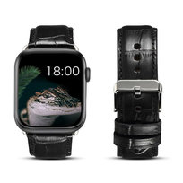 Skórzany Pasek Na Wzór Skóry Krokodyla Apple Watch (38 / 40/ 41 Mm) Czarny