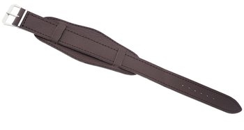 Skórzany pasek z podkładką do zegarka 14 mm brązowy - JVD