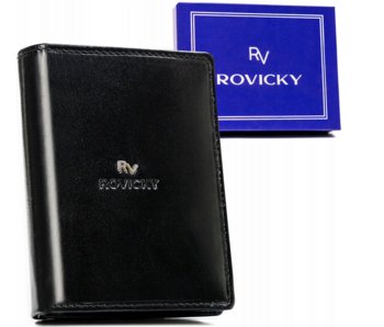 Skórzany, pionowy portfel męski bez zapięcia - Rovicky - Rovicky