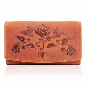 Skórzany pomarańczowy portfel damski paolo peruzzi - Paolo Peruzzi