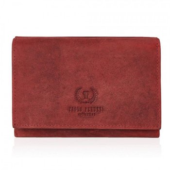 Skórzany portfel czerwony vintage damski paolo peruzzi - Paolo Peruzzi