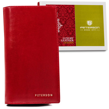 Skórzany portfel damski na magnes Peterson, czerwony - Peterson
