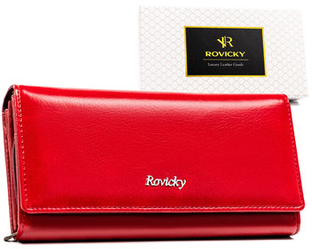 Skórzany portfel damski pojemny gładka skóra Rovicky - Rovicky