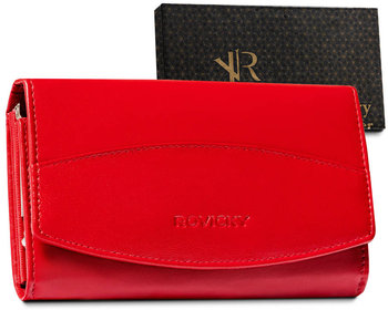 Skórzany portfel damski z tłoczoną klapą — Rovicky - Rovicky
