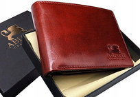 Skórzany Portfel Męski Abiatti Antykradzieżowy Ochrona Kart Rfid Brązowy