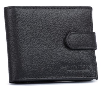 Skórzany portfel męski na zatrzask klasyczny czarny poziomy 4U CAVALDI mały funkcjonalny na gotówkę i karty ochrona RFID STOP - 4U CAVALDI