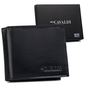 Skorzany portfel meski z kieszonka na rewersie - 4U CAVALDI
