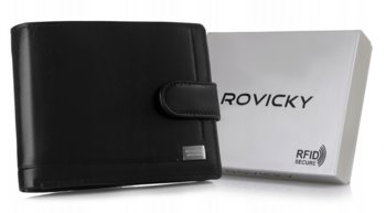 Skórzany portfel męski zapinany na zatrzask - Rovicky - Rovicky