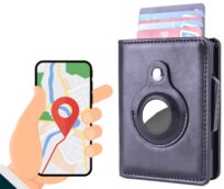 Skórzany Portfel Z Uchwytem Na Airtag Gps Blokada Rfid Prezent Czarny Inna marka