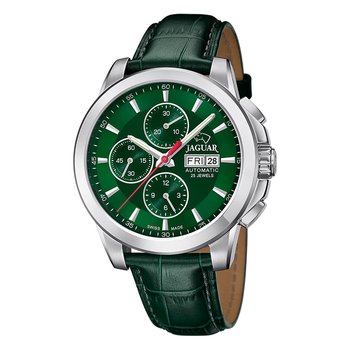 Skórzany zegarek męski Jaguar zielony Jaguar Le Chronographe UJ975/5 - Jaguar