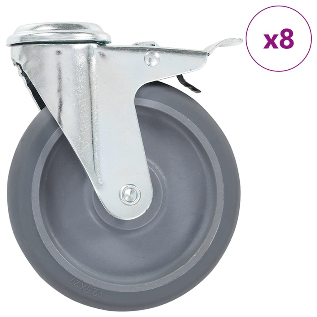 Skrętne kółka z otworem na śrubę VIDAXL, 125 mm, 8 szt.