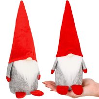 Skrzat 28cm ozdoba świąteczna, krasnal świąteczny, gnom czerwony, szary