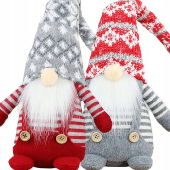 Skrzat Krasnal Świąteczny Duży Mikołaj Gnom Stojący Prezent Zestaw 2 Sztuki - Eddcom