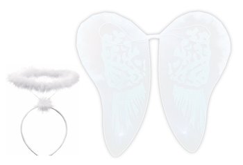 SKRZYDŁA ANIOŁA STRÓJ ANIOŁKA OPASKA AUREOLA BIAŁE PRZEBRANIE JASEŁKA - Inna marka