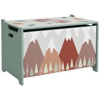 Skrzynia na zabawki ZONEKIZ z miejscem do przechowywania, skrzynia na zabawki z pokrywką i zawiasem bezpieczeństwa, uchwyt, 60 x 37 x 39 cm, kolor zielony