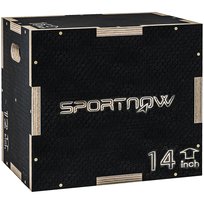 Skrzynia plyometryczna SPORTNOW 3 w 1, drewniana skrzynia do skoków, platforma plyometryczna z uchwytem, ​​trening plyometryczny, 40,5 x 35,5 x 30,5 cm, kolor czarny Sportnow