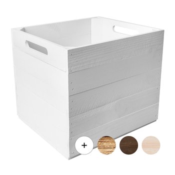 Skrzynka drewniana biała duża pudełko skrzynia pasuje do regału Kallax - Creative Deco