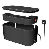 Skrzynka Kablowa z 5-Kierunkową Listwą Zasilającą, 3x USB, 285x145x13 mm, Czarna