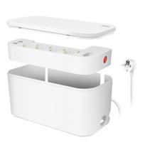 Skrzynka kablowa z listwą zasilającą 5-kierunkową, 3x USB, biała, 285x145x13 mm