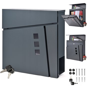 SKRZYNKA NA LISTY POCZTOWA NA OGRODZENIE GAZETY LIST GAZETNIK DUŻA ANTRACYT SN3681-1 - Verda