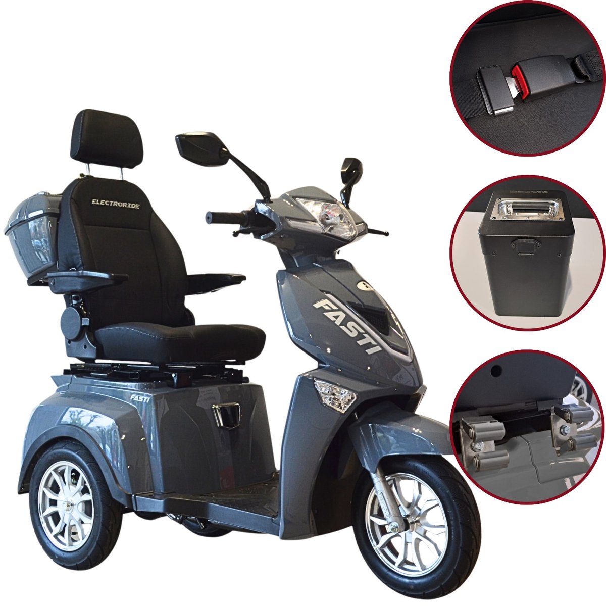 Skuter elektryczny trójkołowy Electroride Fasti 3 max + pas + uchwyt na ...