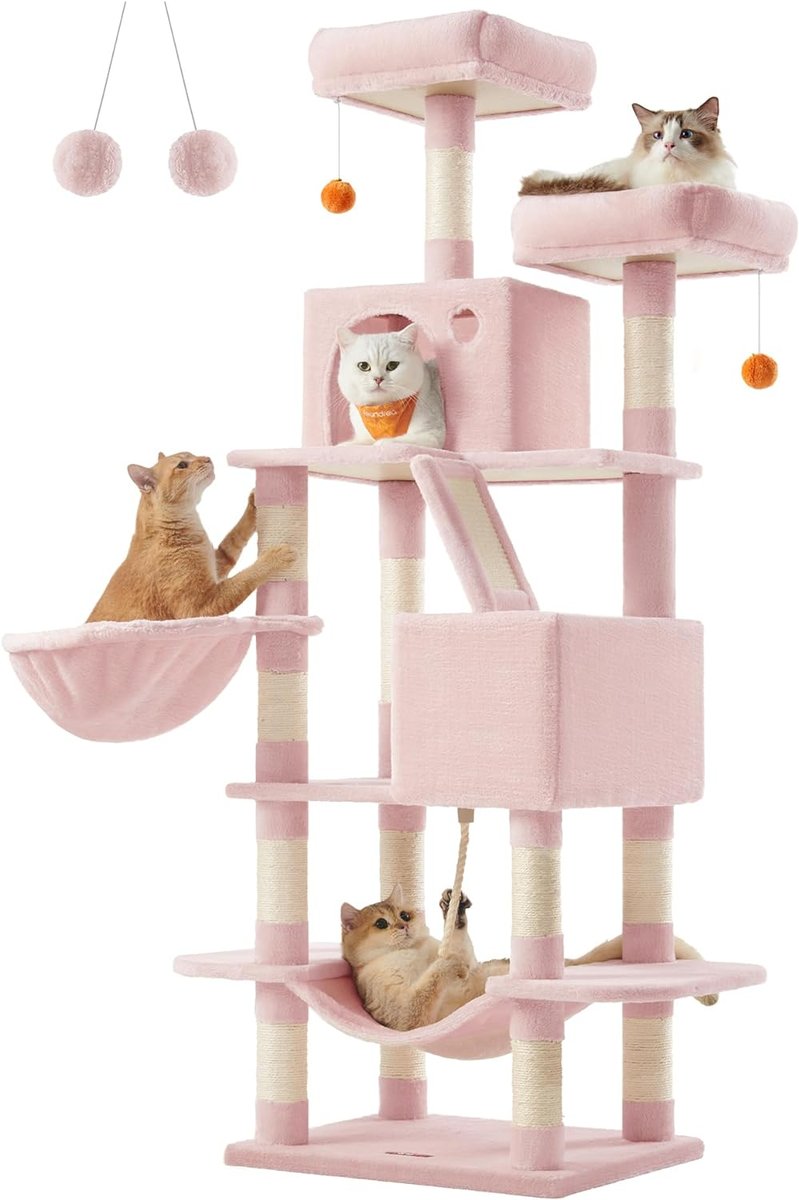 Фото - Іграшка для кішки Śliczny Drapak 168cm Różowy STABILNY Feandrea drzewko dla kota plusz