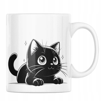 Śliczny KUBEK prezent Z  czarnym KOTEM kot kotek dla dziecka manga kawaii / Kubeczkovo - Inny producent