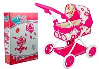 Śliczny Różowy Głęboki Wózek dla Lalek w Kwiatki