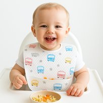 Śliniaki jednorazowe z kieszonką – 10 szt., regulowane, nieprzemakalne