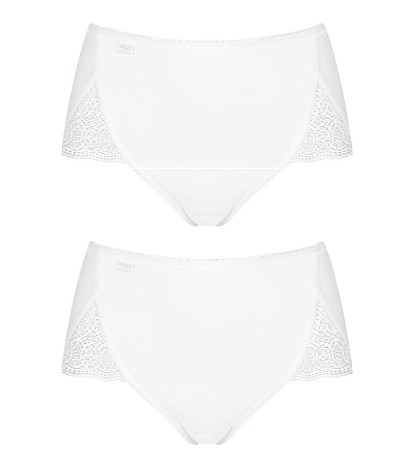 Sloggi Pure Sense Luxe - Confezione Da 4 Slip Bianchi, Taglia 48, Morbida Microfibra Con Pizzo, Traspiranti E Ipoallergenici