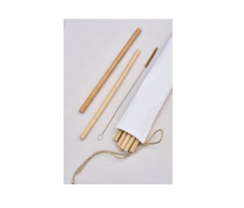 Słomki bambusowe wielorazowe 200x6-9 mm 12szt. + czyścik - Hedo