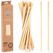 Słomki Do Napojów Bambusowe Wielorazowe 20 Cm 20 Szt.