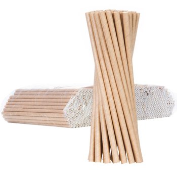 Słomki papierowe bio ekologiczne, Paper Straws, brązowe, 8/205 mm, 500 sztuk - GSG24