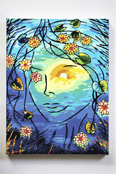 Słoneczna dama, kobieta, blask, abstrakcja, malowanie po numerach, blejtram - Akrylowo