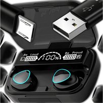 Słuchawki Bezprzewodowe Bluetooth + Powerbank Mikrofon Sportowe Douszne