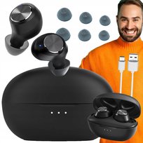 Słuchawki Bezprzewodowe Dokanałowe Lewer Sport Bluetooth Etui Czarne Bass