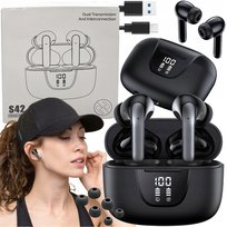 Słuchawki Bezprzewodowe Douszne Dokanałowe Powerbank Bluetooth 5.4 Czarne