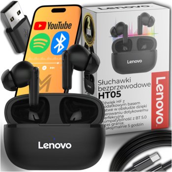 SŁUCHAWKI BEZPRZEWODOWE LENOVO HT05 BLUETOOTH DOUSZNE SPORTOWE GAMINGOWE PL - Lenovo