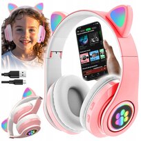 SŁUCHAWKI BEZPRZEWODOWE NAUSZNE Z USZAMI BLUETOOTH KOCIE USZY DLA DZIECKA