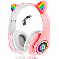 Słuchawki Bezprzewodowe Nauszne Z Uszami Bluetooth Kocie Uszy Dla Dziecka