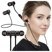 Słuchawki Bluetooth Sportowe Douszne Z Pilotem Bezprzewodowe Czarne do biegania na siłownię MAGNETYCZNE z mikrofonem bluetooth 4.1
