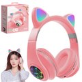 SŁUCHAWKI DLA DZIECI BEZPRZEWODOWE LED KOCIE USZY